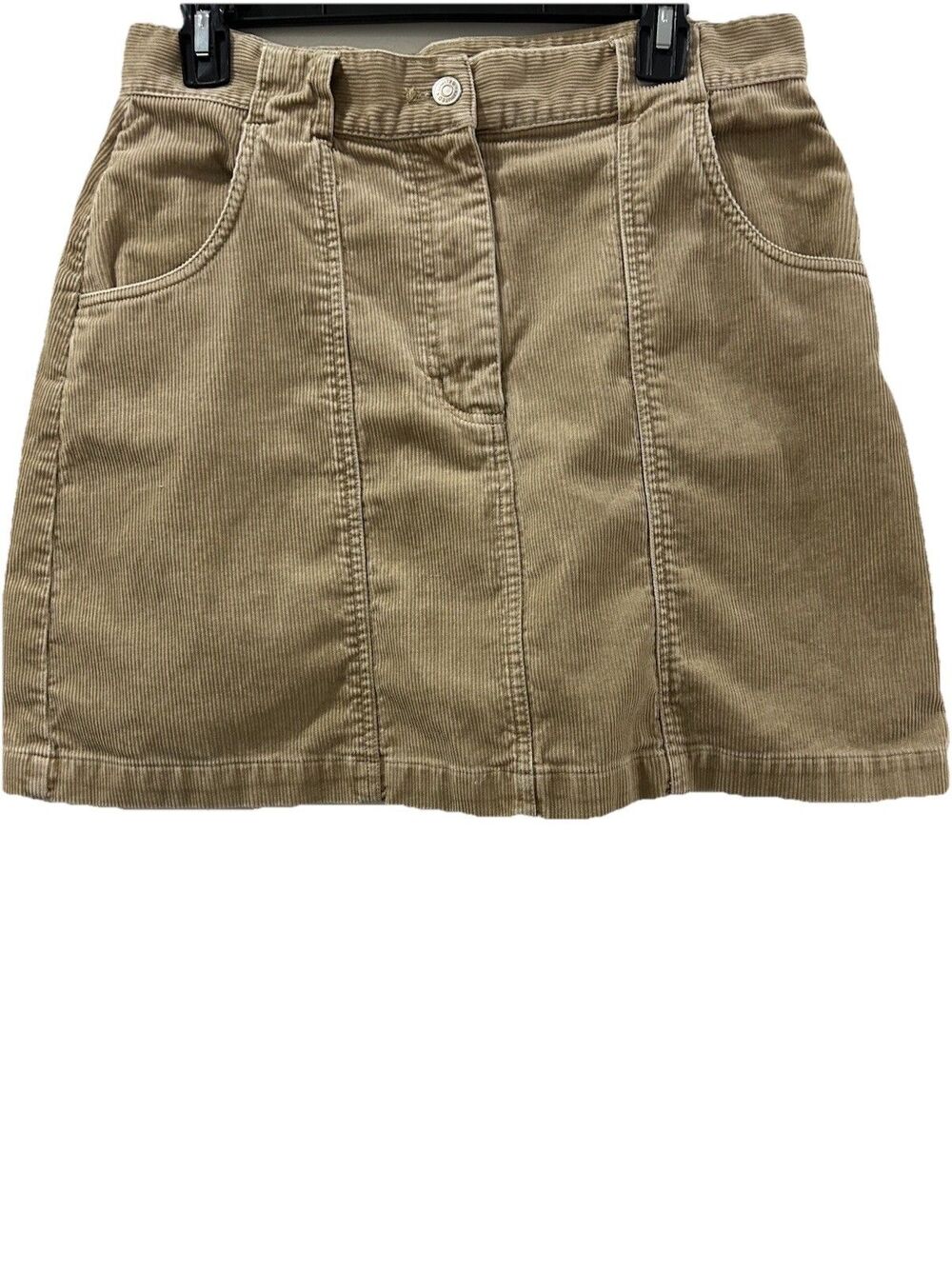 The Limited Sz 12 Tan Corduroy Mini Skirt Prairie  Pockets Zipper 100% Cotton